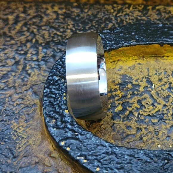 Personalized Mens Silver Wedding Ring - Engraved silver wedding Ring For Guys - Picture 3 of 10